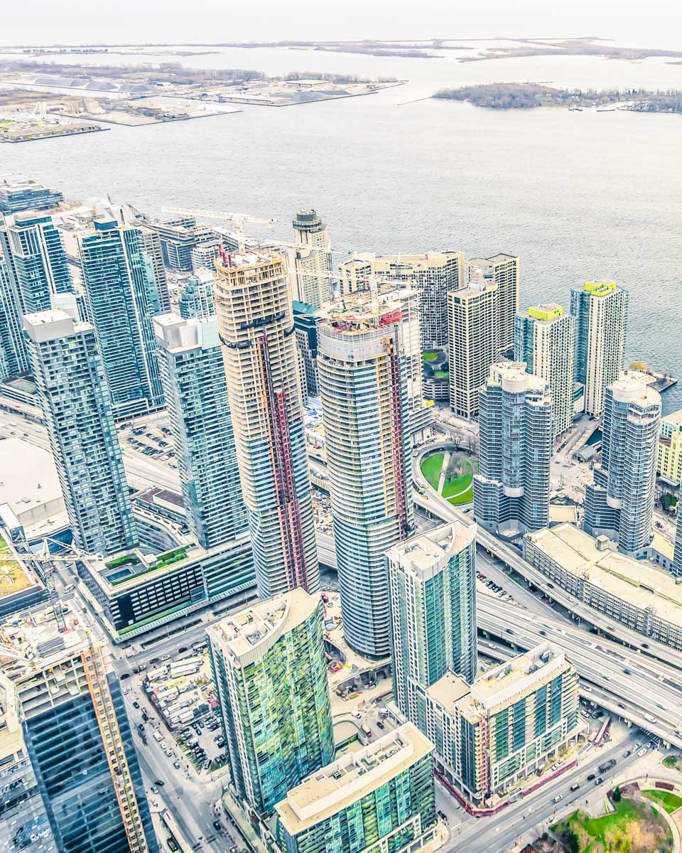 View of Toronto city from a scenic flight in Toronto