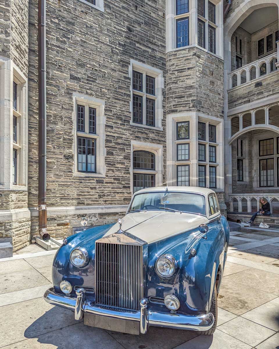 Vintage car out the front of Casa Loma on display in Toronto