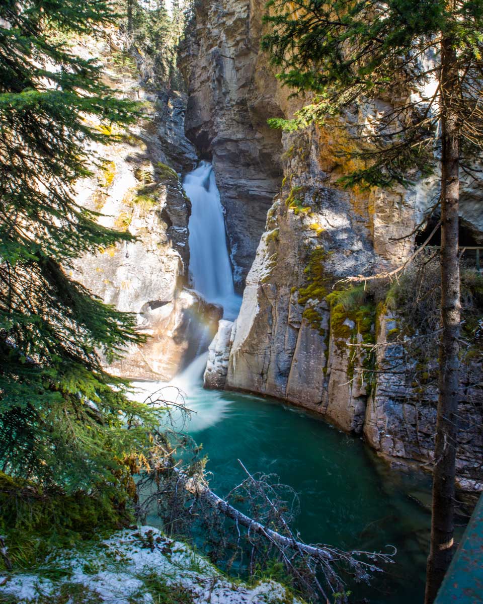 lower waterfall at Johnston Canyon in Banff National Park