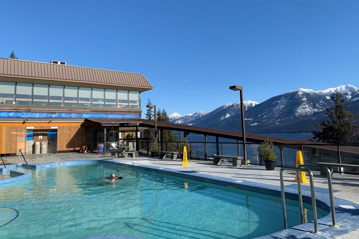 Ainsworth Hot Springs on a beautiful day in British Columbia, Canada