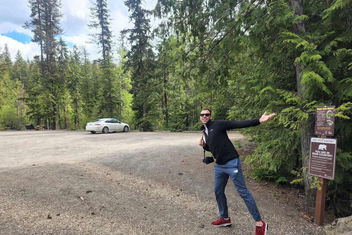 An empty parking lot in Wells Gray Provincial Park, Canada