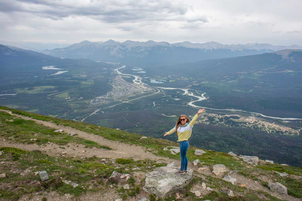 Bailey poses for a photo at the top of the Jasper Sky Tram