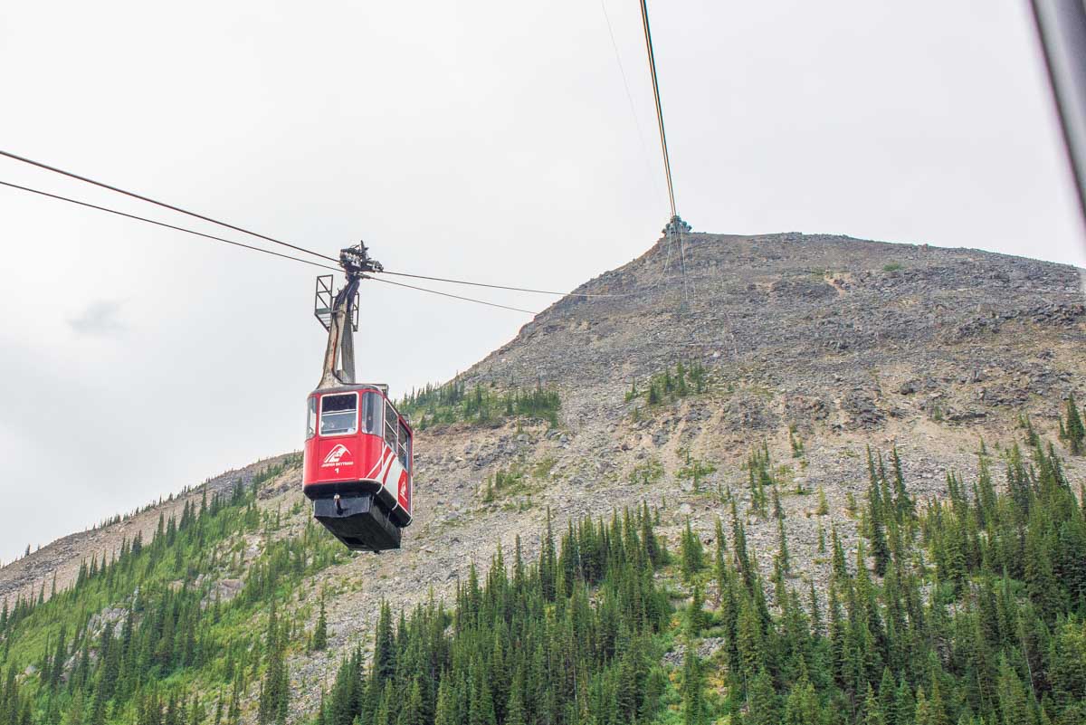 The Jasper Skytram travels up Whislter Mountain in Jasper National Park, Canada