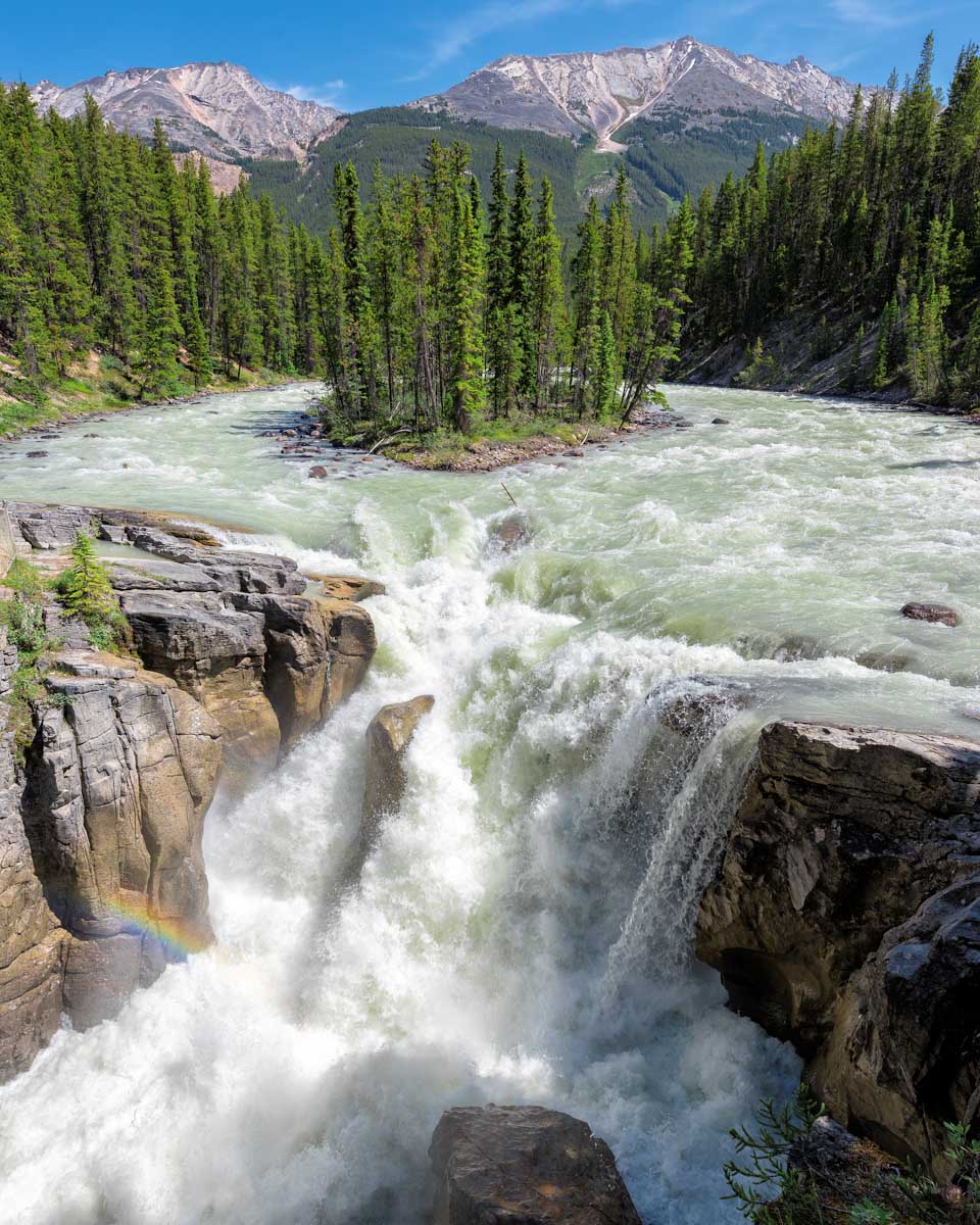 The beautiful Sunwapta Falls Jasper National Park during summer