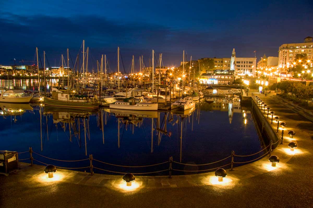 Victoria BC waterfront at night