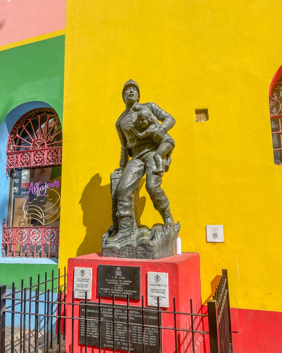 A statue in the Boca neighborhood in Buenos Aires, Argentina