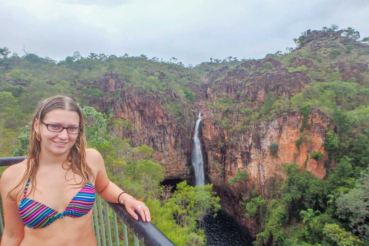 Bailey at the Tolmer Falls viewpoint in Litchfield National Park, Darwin