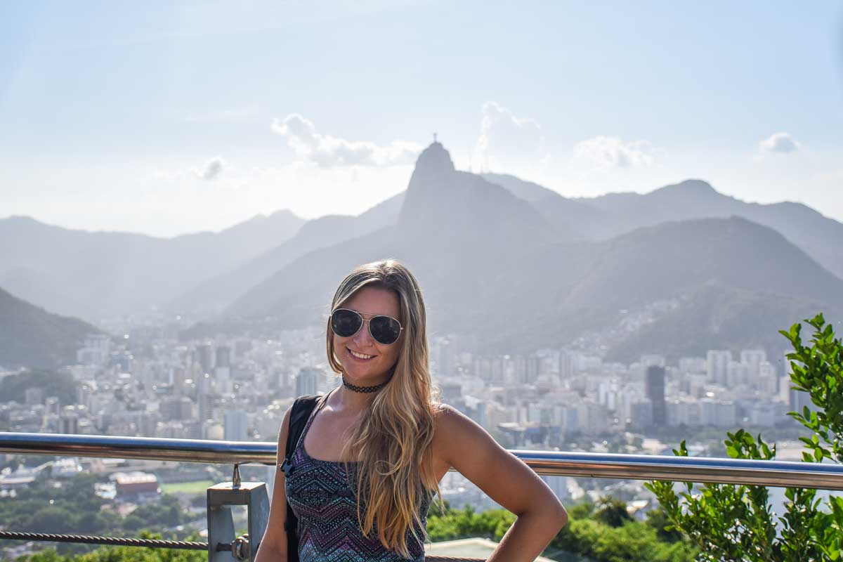 Bailey at the top of Sugarloaf Mountain (Pão de Açúcar) in Rio de Janeiro, Brazil