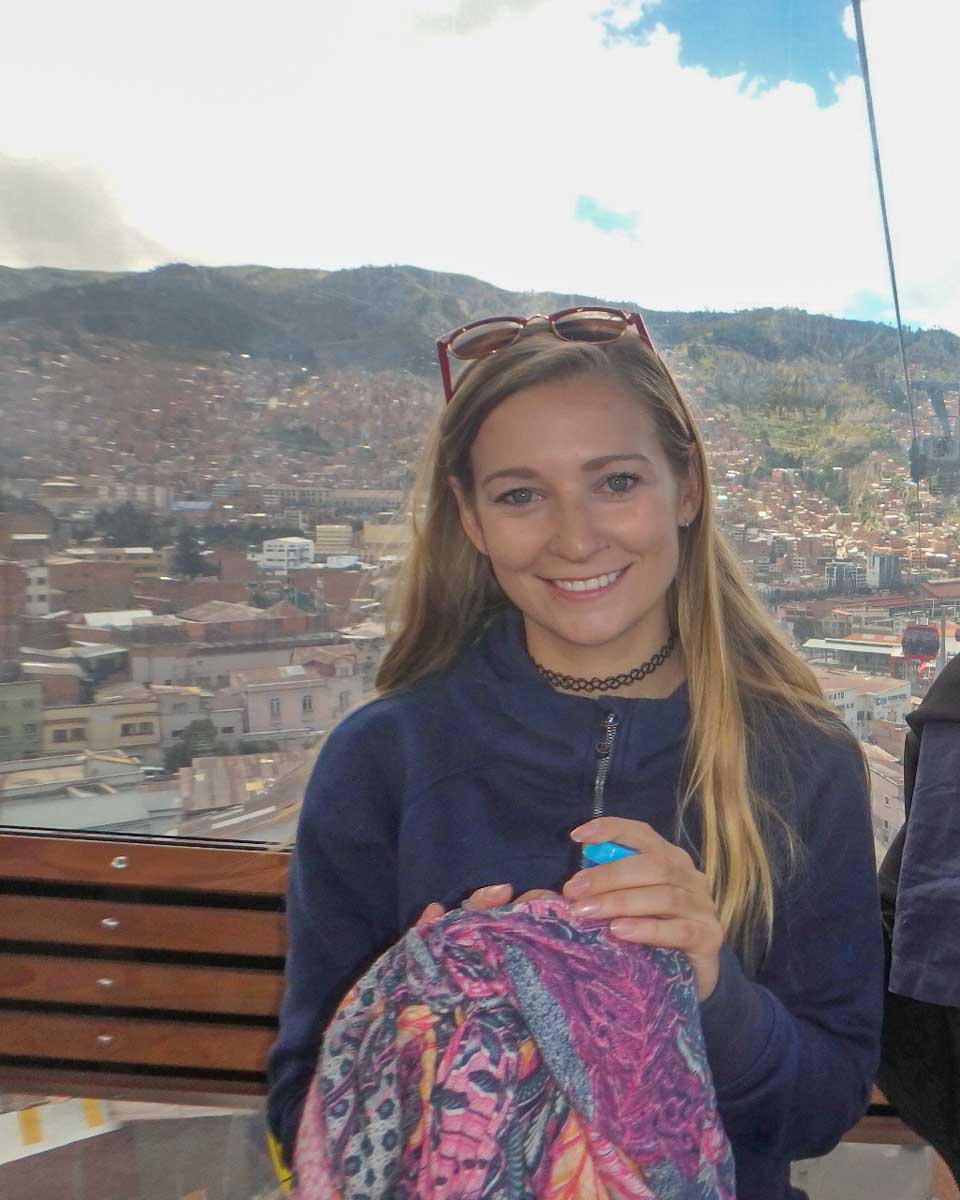 Bailey on the Gondola (Mi Teleférico) in La Paz, Bolivia