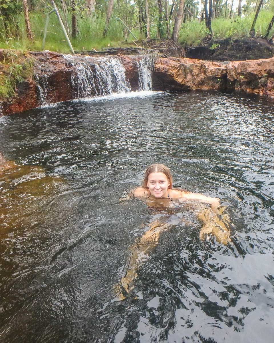 Bailey swims at Bluey Rockhole in Litchfield National Park