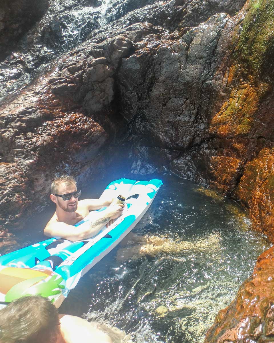 Daniel in the secret rock pool at Wangi Falls