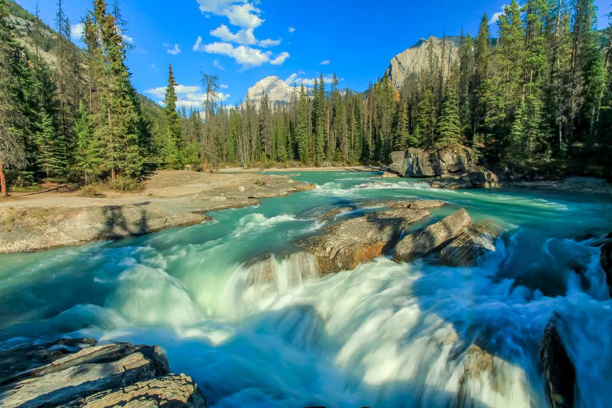 Slow shutter photo of Natural Bridge in Yoho National Park, Canada