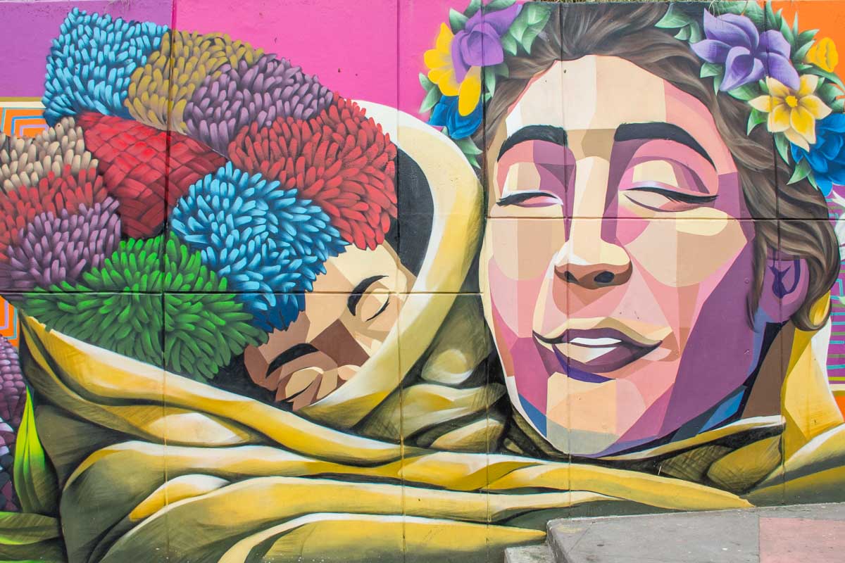 Street art on a wall in Comuna 13, Medellin