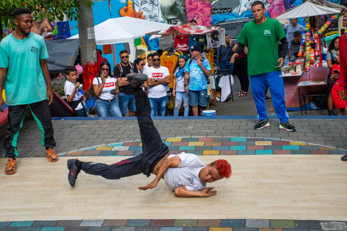 Street dancer performs in Comuna 13, Medellin