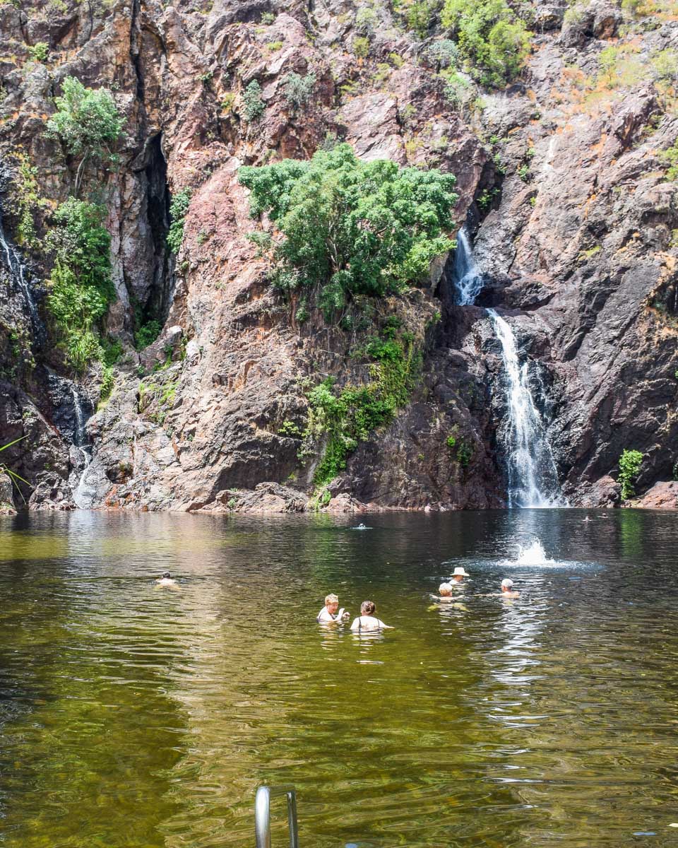 Swimming at Wangi Falls inside Litchfield national Park