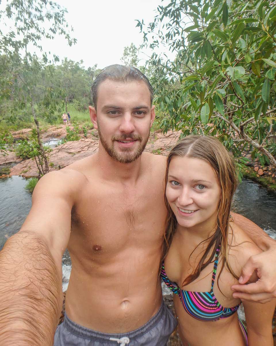 bailey and Daniel take a selfie at Bluey Rockhole in Litchfield National Park