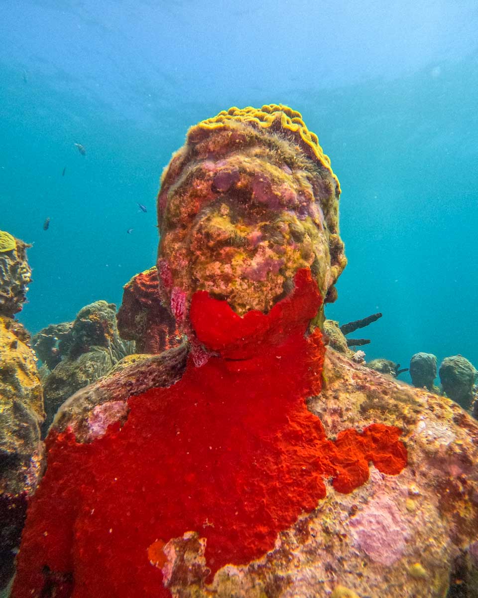 close up of a statue at the MUSA Reef in Cancun