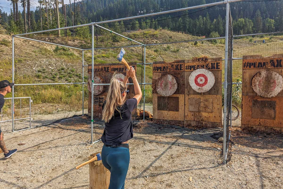 Ax throwing at Revelstoke Mountain Resort in Canada