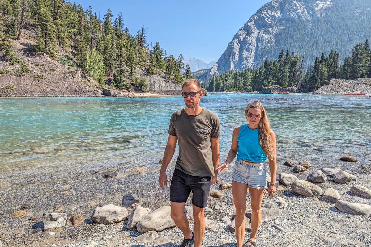Bailey and Daniel at Bow Falls in Banff