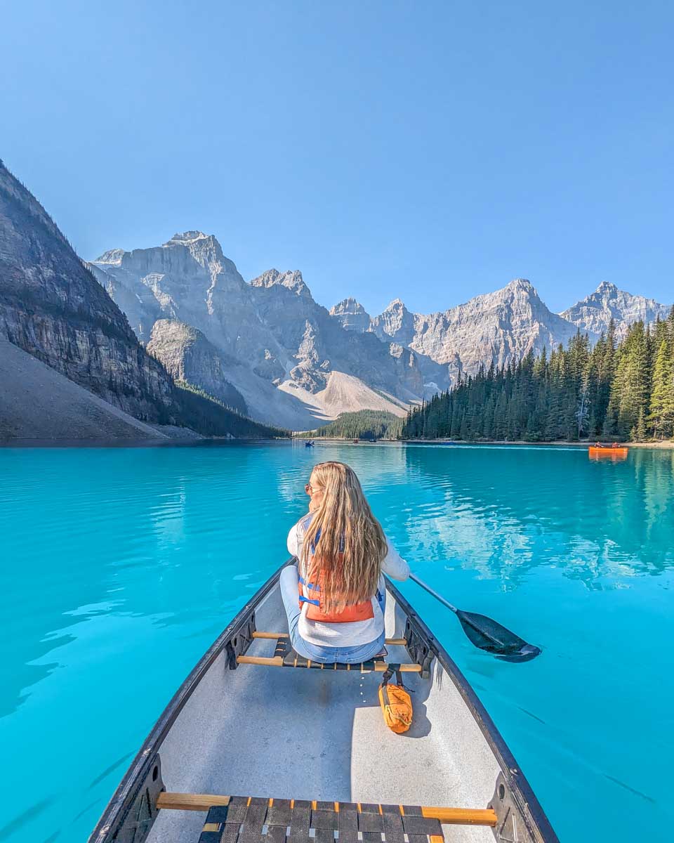 Bailey canoes in Moraine Lake, Banff
