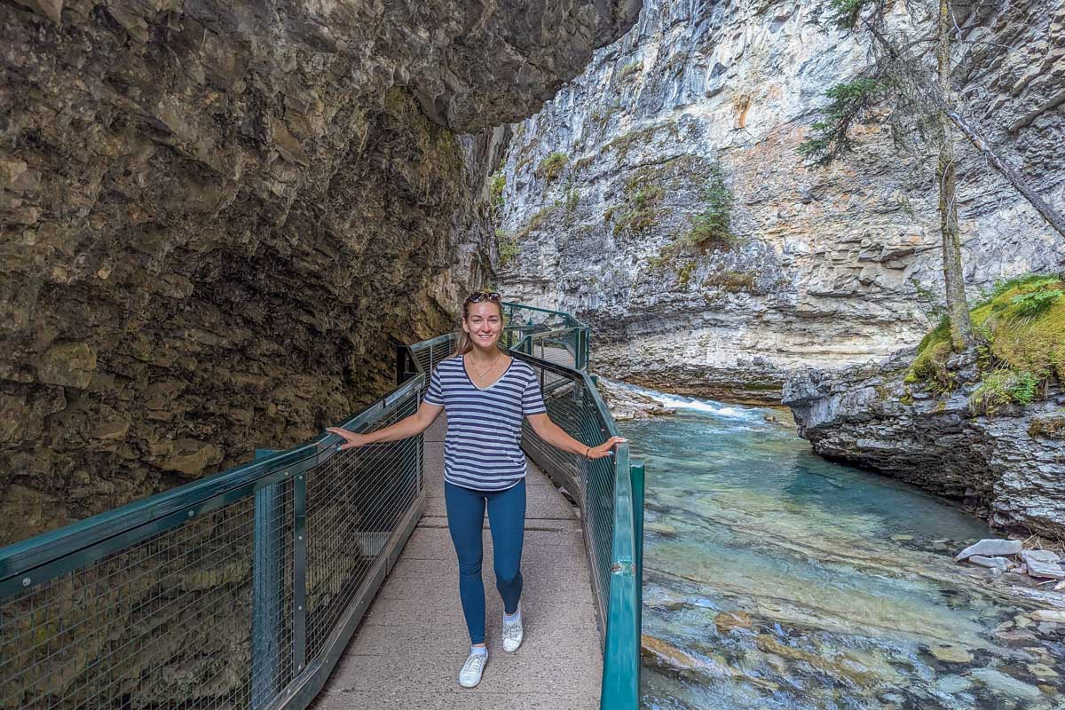Bailey poses for a photo along the Johnston Canyon in Banff National Park