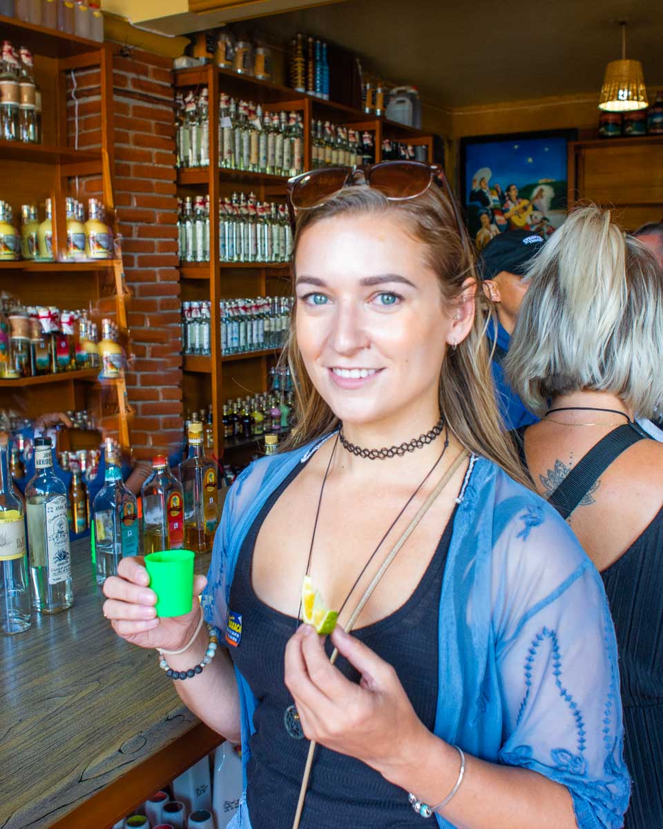 Baily does a tequila tasting on a Teotihuacan Tour from Mexico city