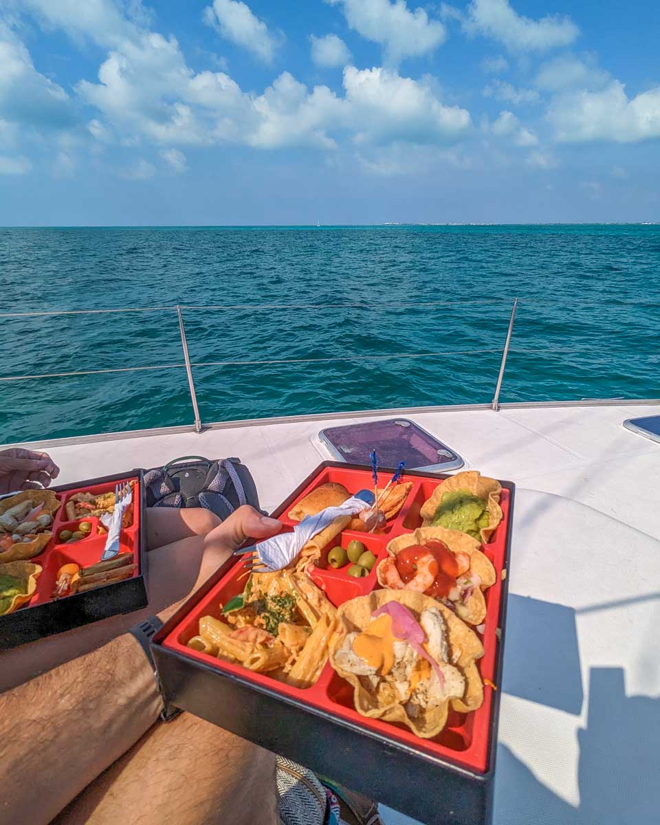 Lunch on a catamaran tour from Cancun