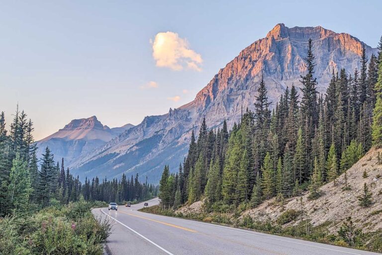 Mountain views along the Icefields Parkway in Canada