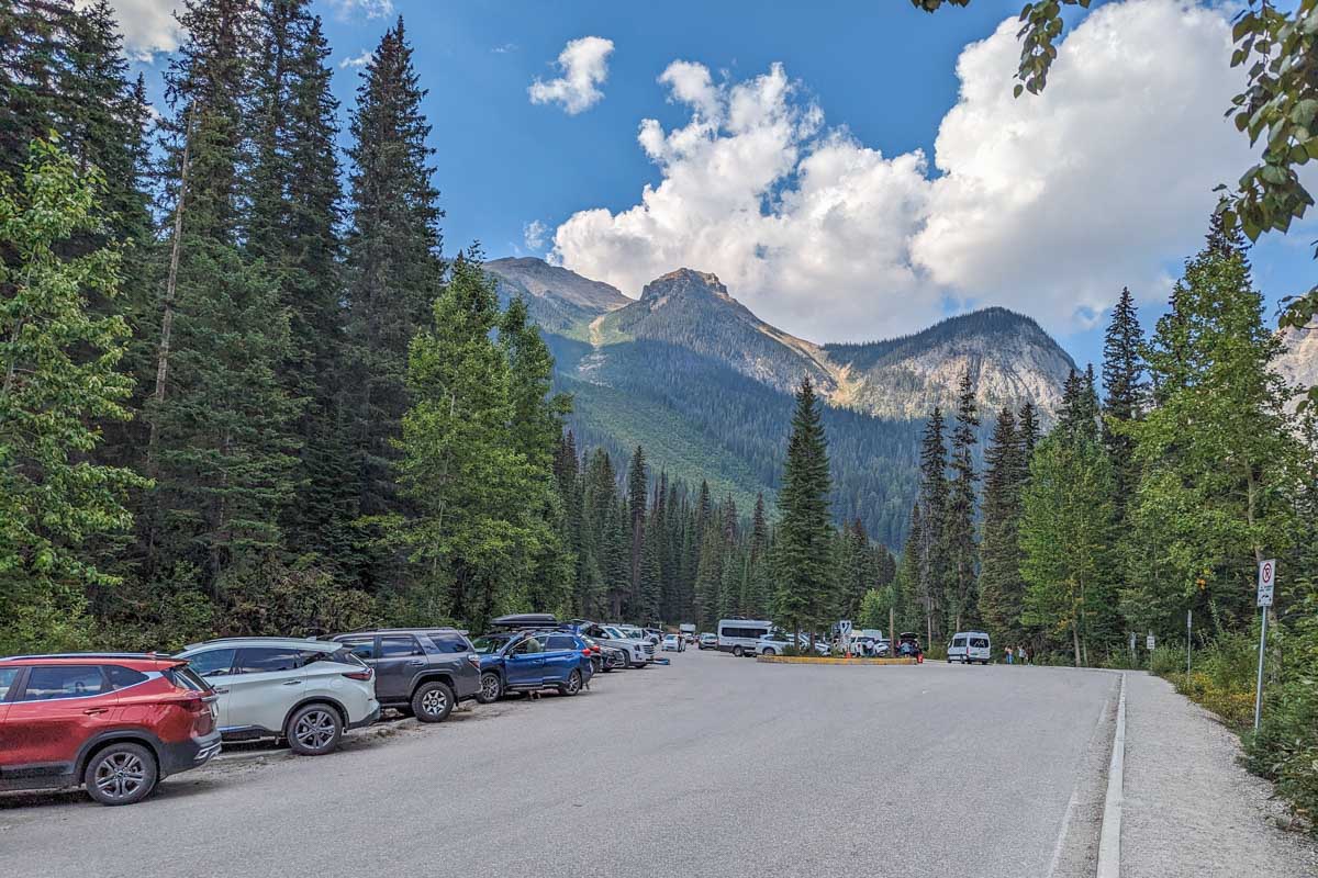 Parking lot at Emerald Lake in Yoho National Park