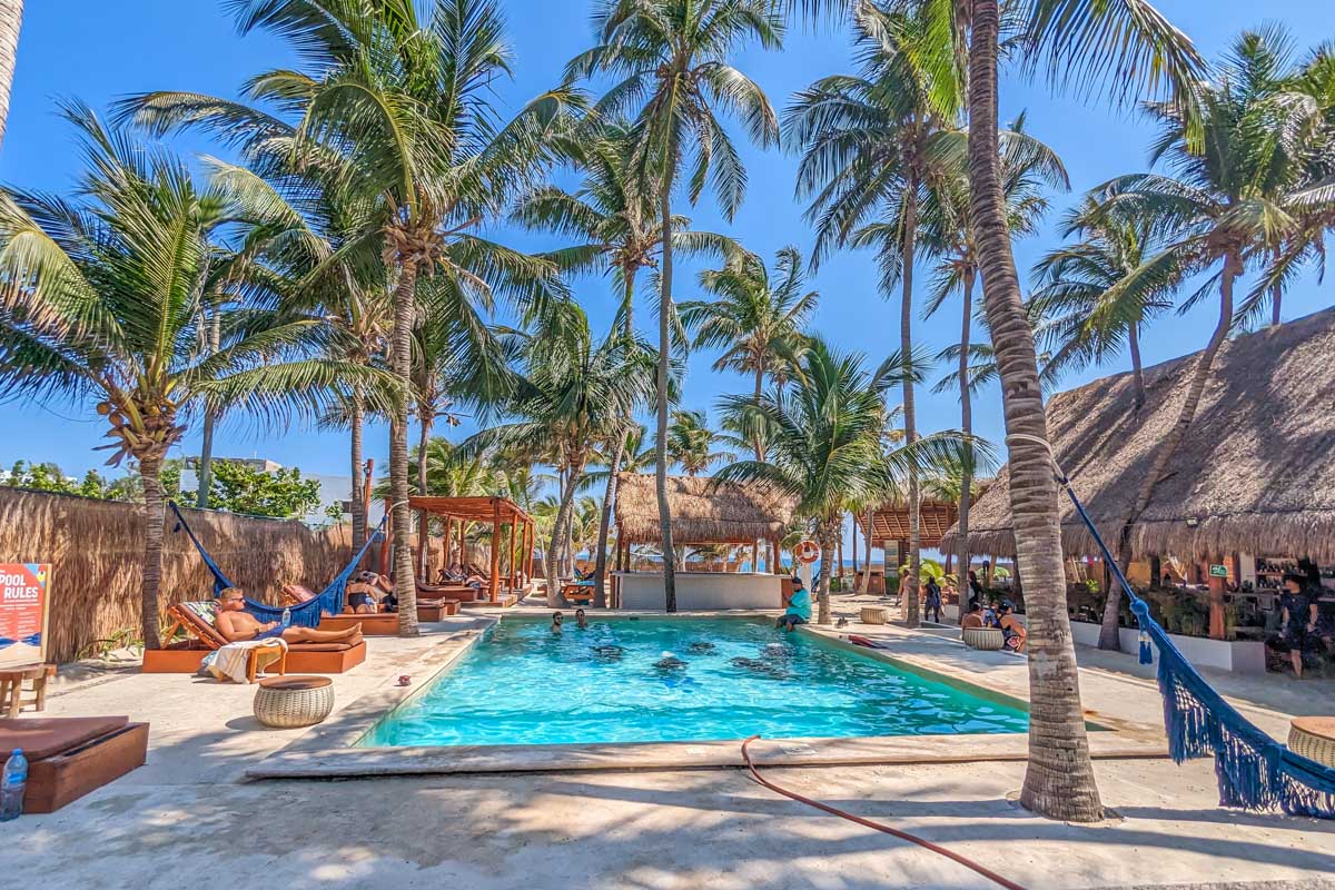 Selina Hostel pool on Isla Mujeres, Mexico