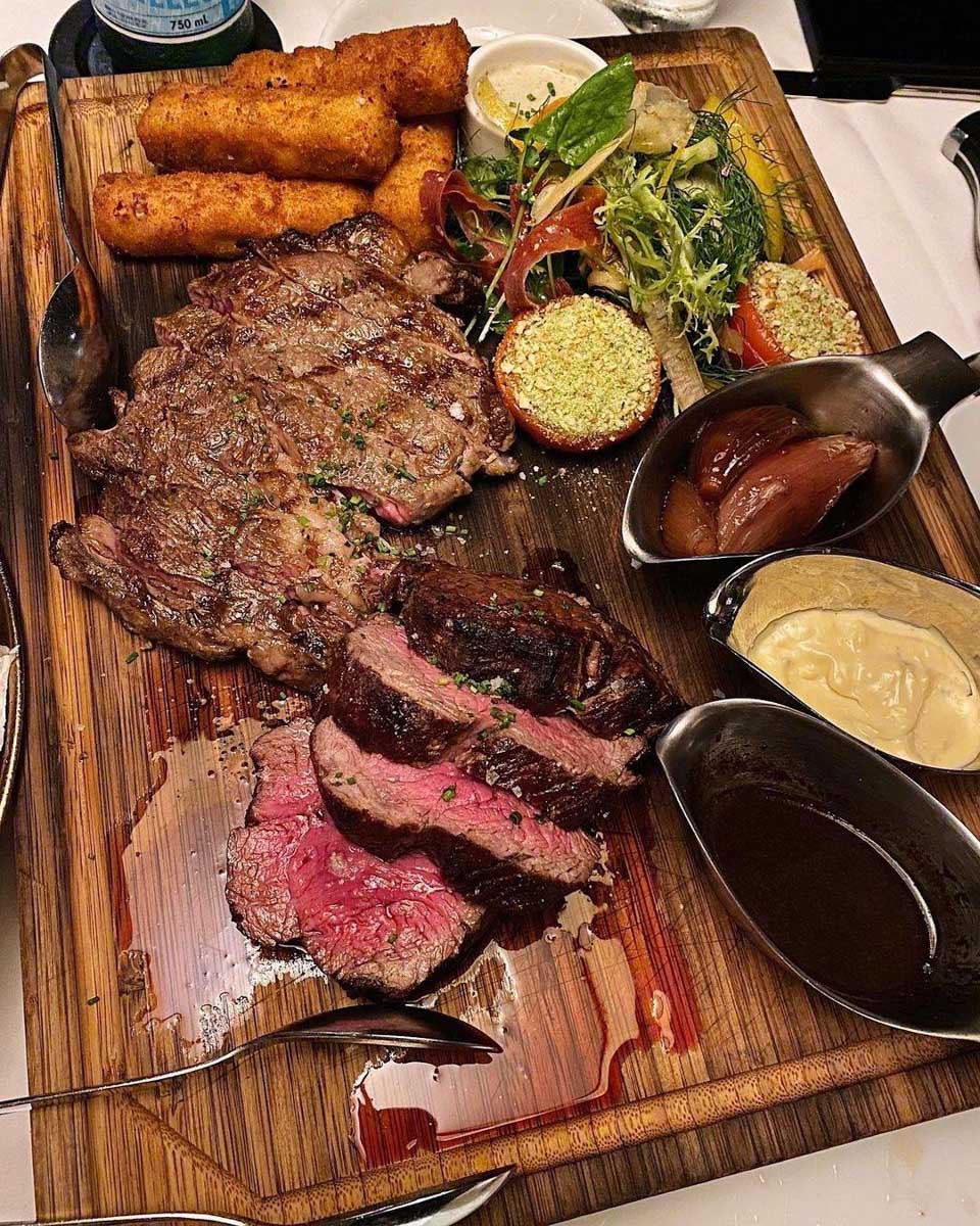 Steak at Black + Blue in Vancouver, canada