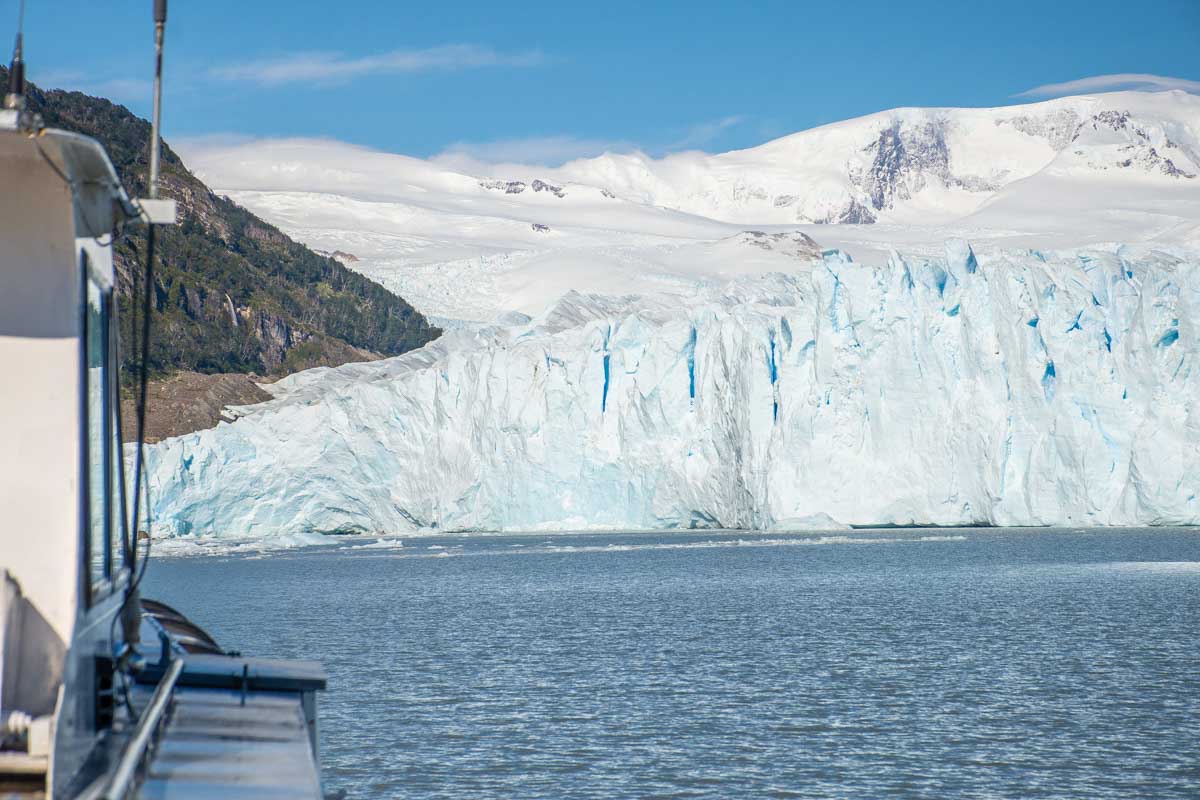 View from the side of the boat of the Perito Moreno Glacier