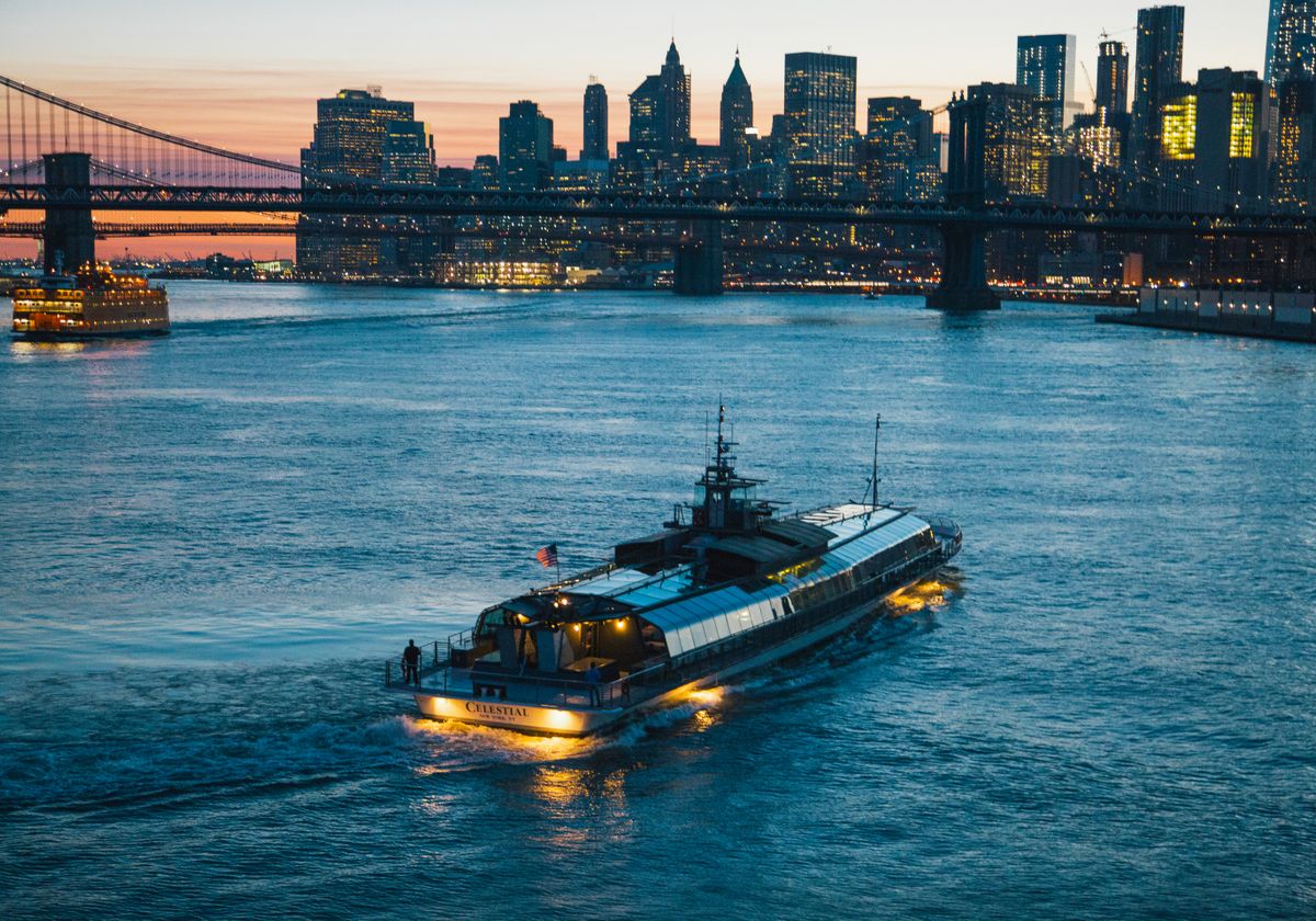 an aerial view of the Bateaux Dinner Cruise boat