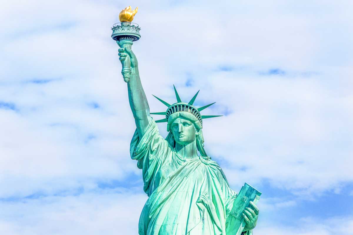 A close up of the Statue of Liberty as seen on a Ellis Island and Statue of Liberty Cruise in New York City