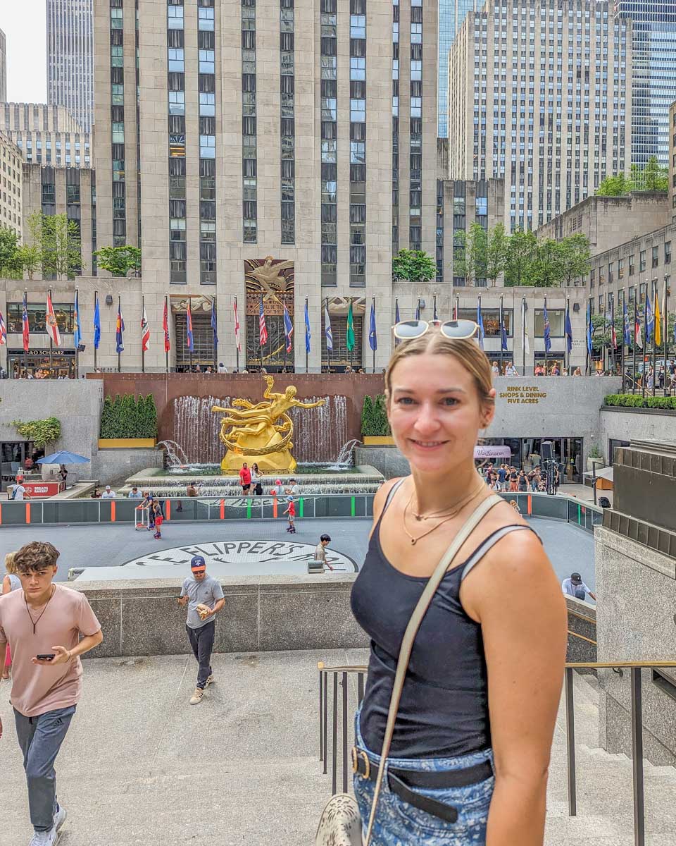 Bailey at the roller blading ring at the Rockefeller Center in New York City