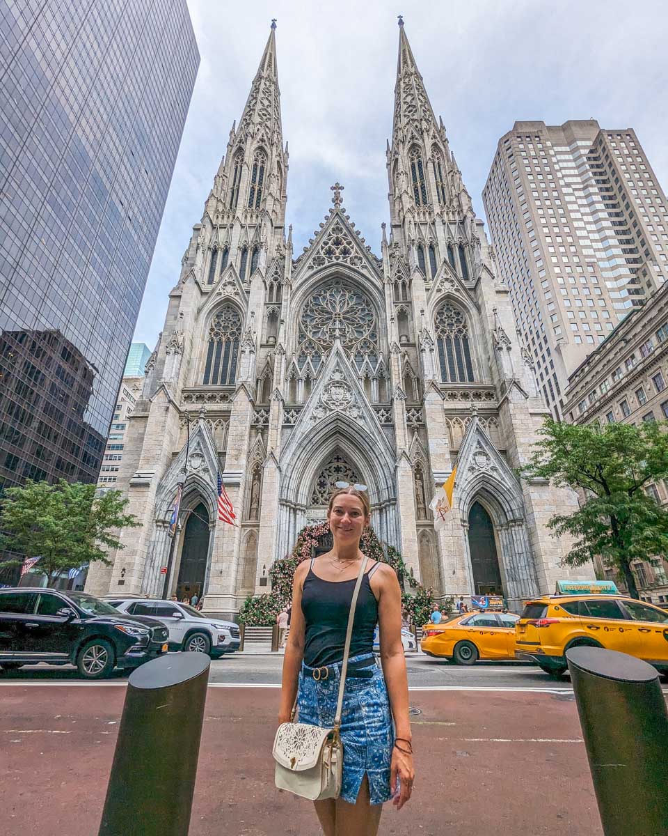 Bailey stands out the front of the St. Patrick's Cathedral