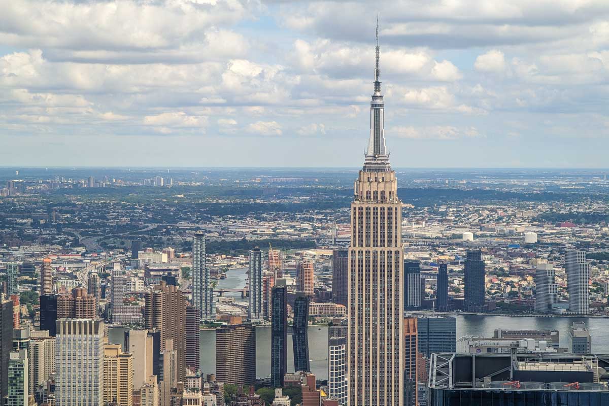 Close up of the Empire State Building as seen from the Edge NYC Observation deck