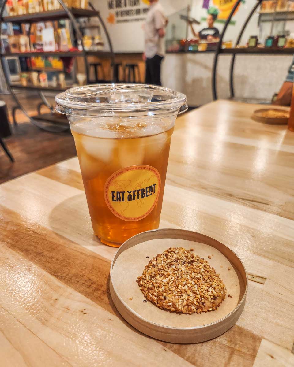 Middle Eastern Cookie and ice tea at the Chelsea Market on a Food Tour in NYC