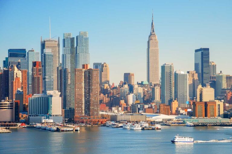 New York City skyline at sunset in New York