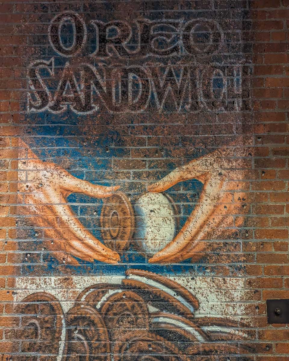Painting of Oreo advertisement at the Chelsea Market in NYC