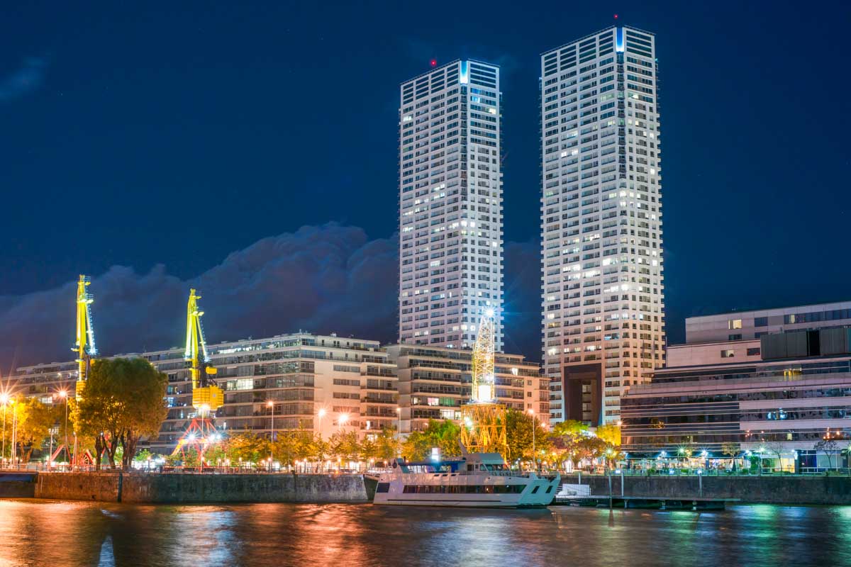 Puerto Madero at night in Buenos Aires, Argentina