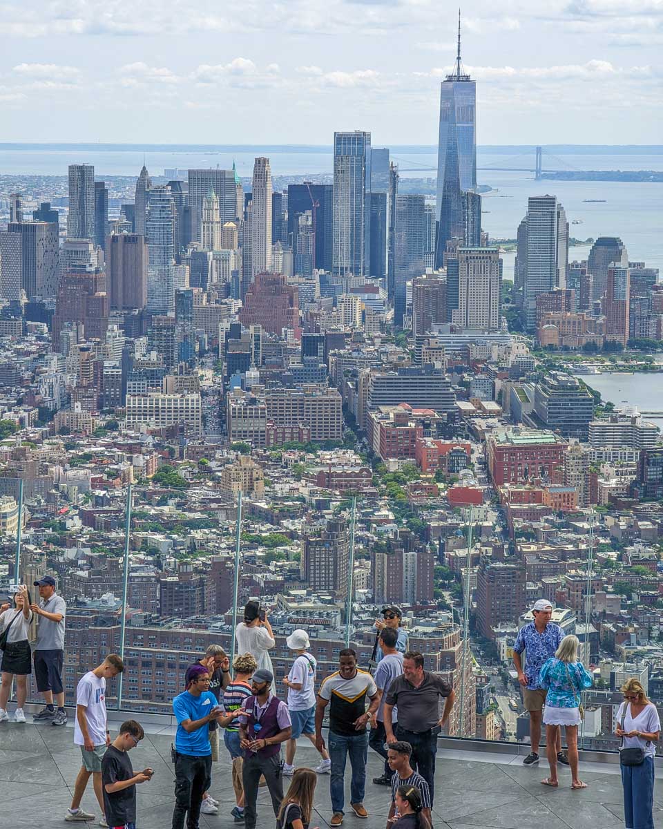 Tourists take photos of NYC from the Edge NYC Observation deck