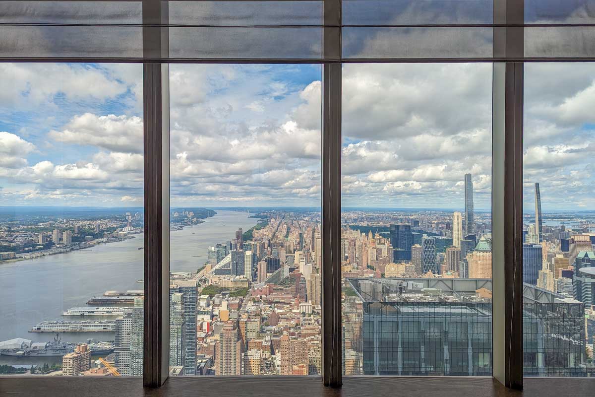 Views from the inside section of the Edge NYC with views of the river