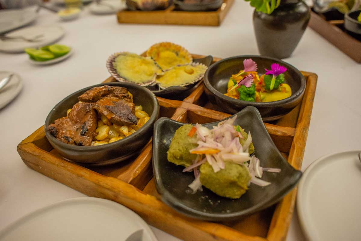 A selection of local cuisine as seen on a food tour in Lima, Peru that we got to try