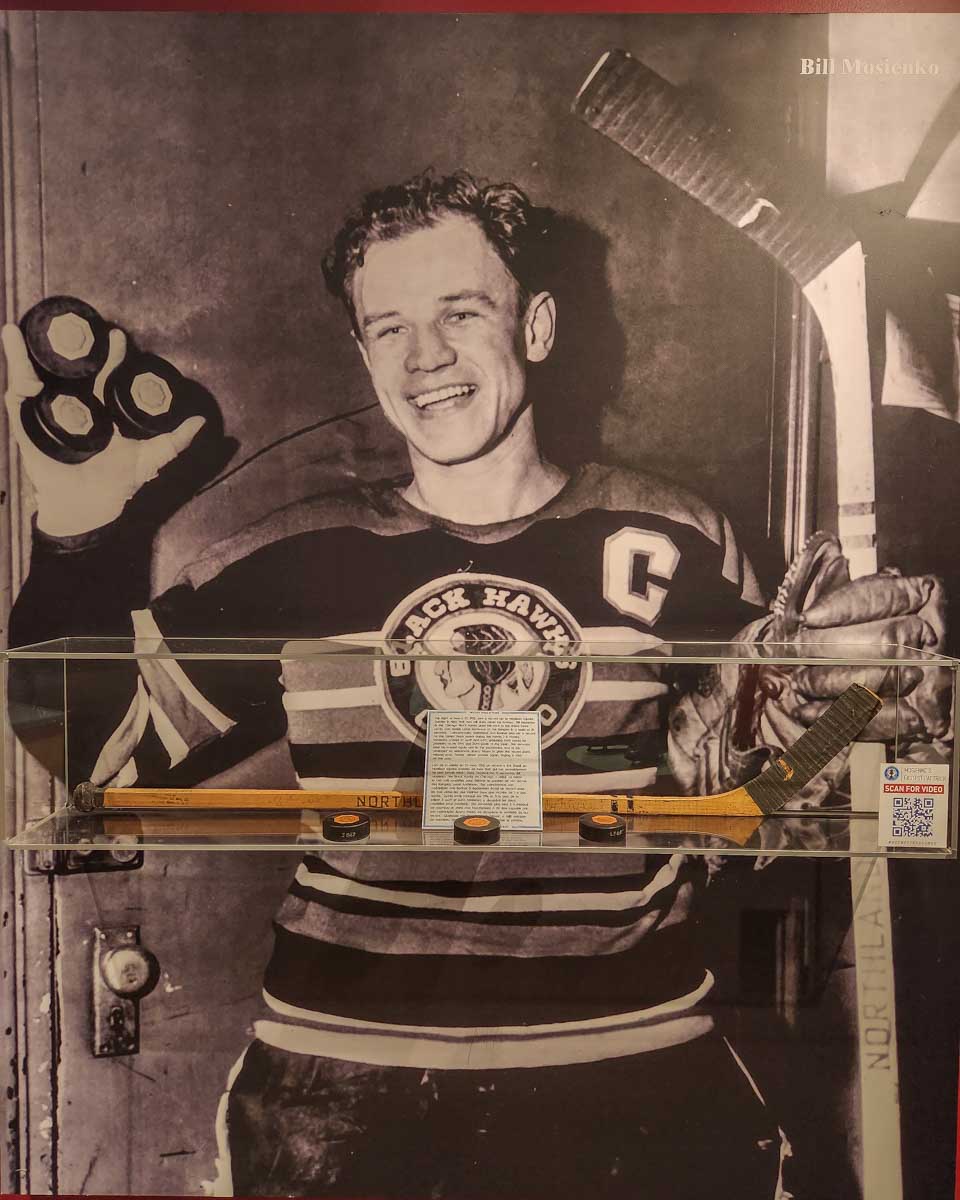 An old display of a historical player of the NHL inside the Hockey Hall of Fame in Toronto