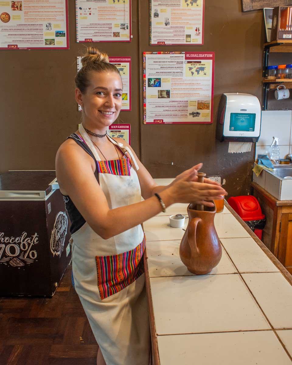 Bailey cooks on a cooking tour in Lima Peru