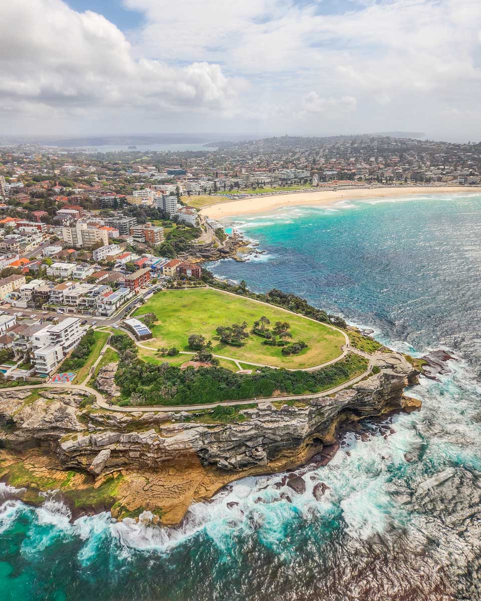 Beautiful coastline of Sydney as seen from a scenic flight in Sydney, Australia