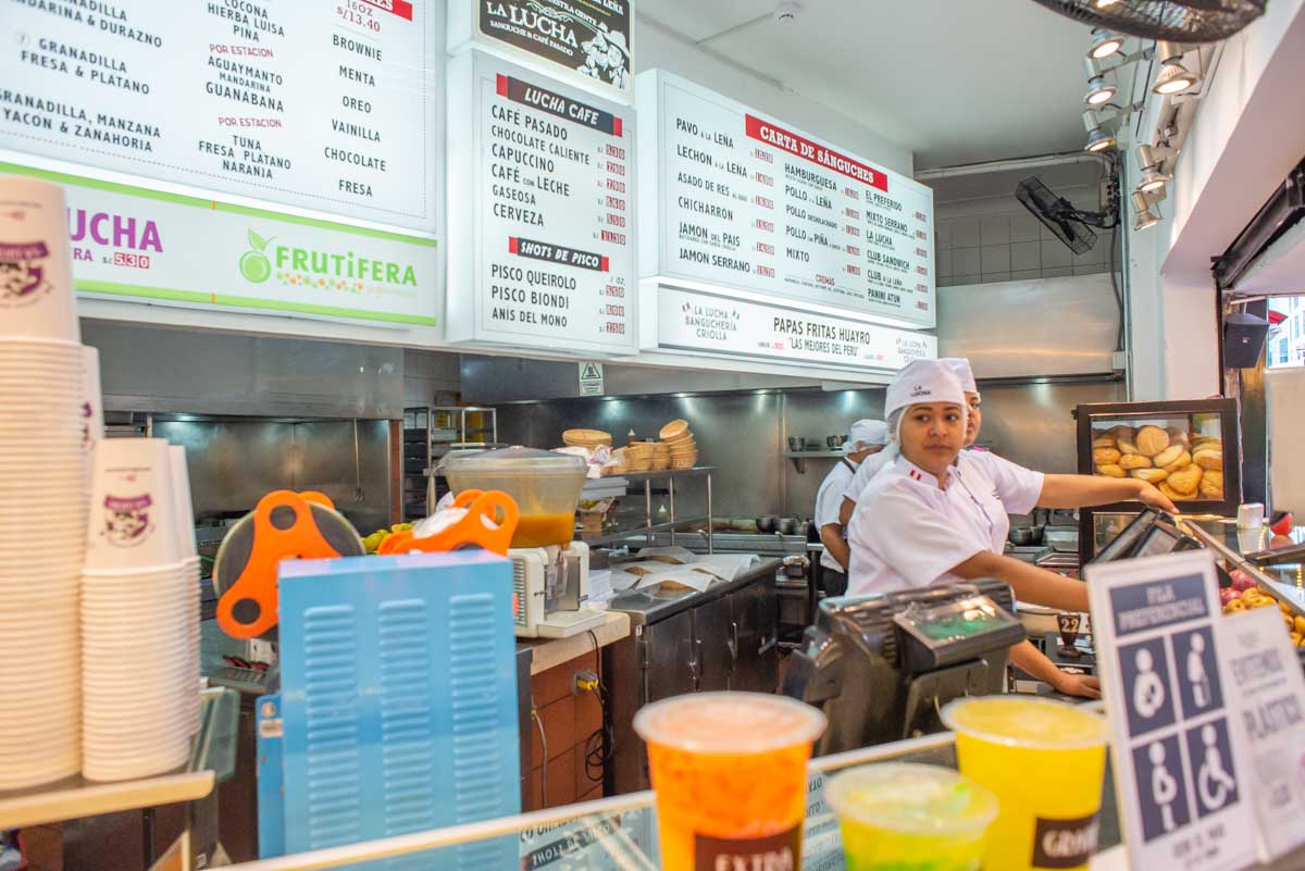 Famous sandwich shop visited on a food tour in Lima, Peru