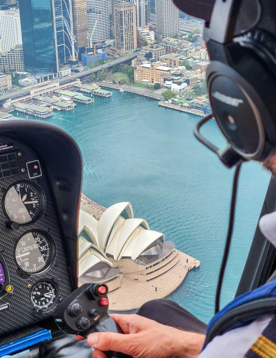 Flying above the Sydney Opera House in Sydney Harbour, Australia