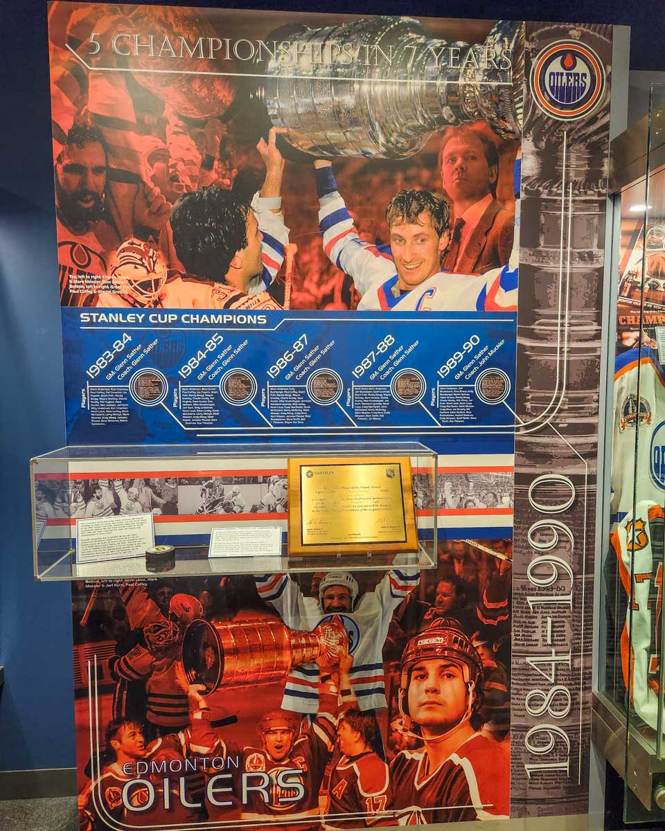 Oilers display of their 5 championships in 7 years achievement